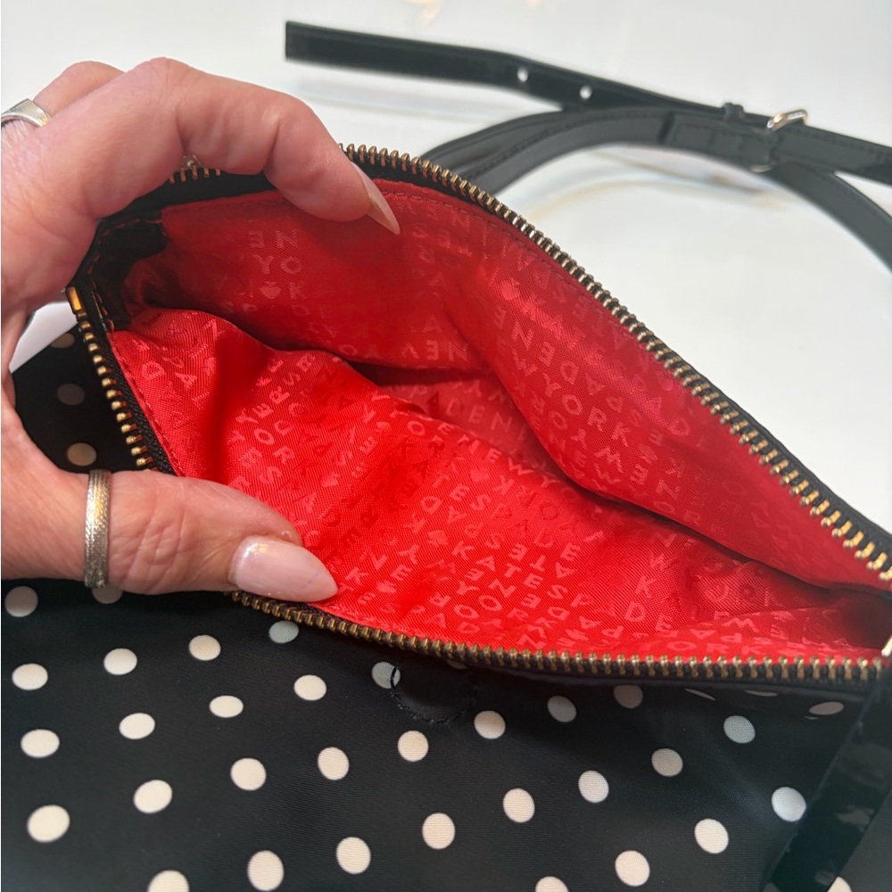 #502 Kate spade Black and White Polka Dot Crossbody Bag. Very clean inside - Picture 14 of 15